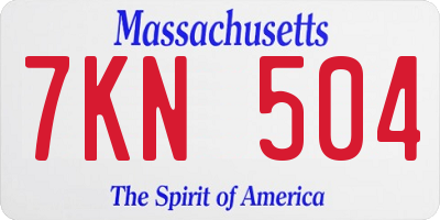 MA license plate 7KN504