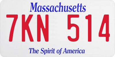 MA license plate 7KN514