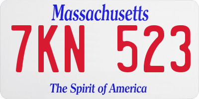 MA license plate 7KN523