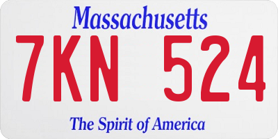 MA license plate 7KN524