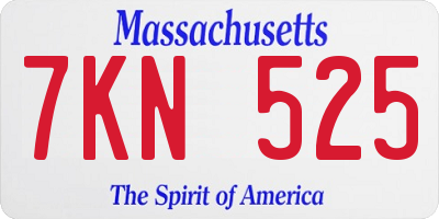 MA license plate 7KN525