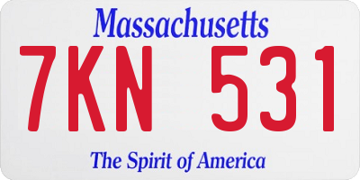 MA license plate 7KN531