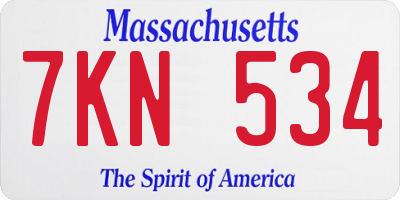 MA license plate 7KN534
