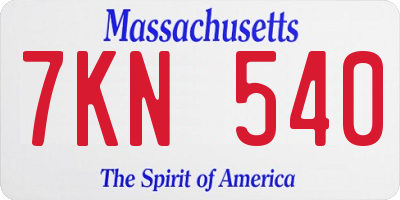 MA license plate 7KN540