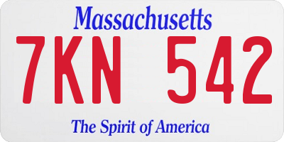 MA license plate 7KN542