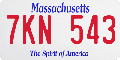 MA license plate 7KN543