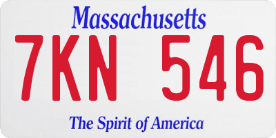 MA license plate 7KN546