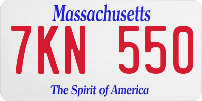 MA license plate 7KN550