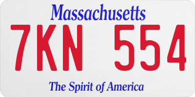 MA license plate 7KN554