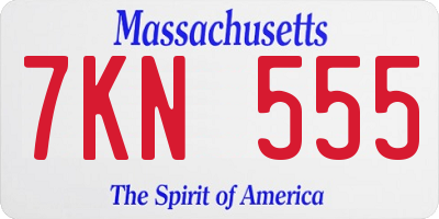 MA license plate 7KN555