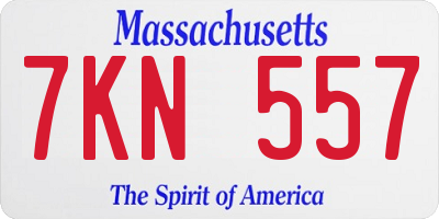 MA license plate 7KN557
