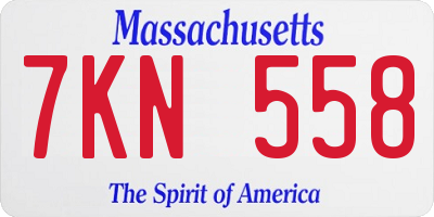 MA license plate 7KN558