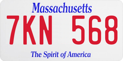 MA license plate 7KN568