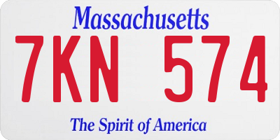 MA license plate 7KN574