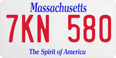 MA license plate 7KN580