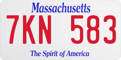 MA license plate 7KN583