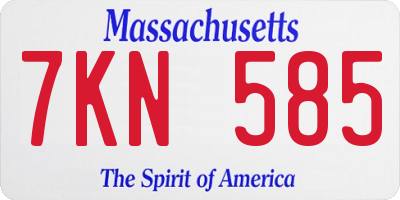 MA license plate 7KN585