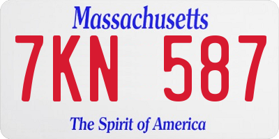 MA license plate 7KN587