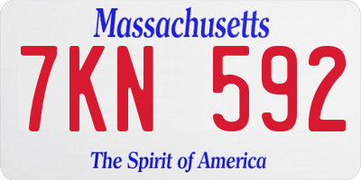 MA license plate 7KN592