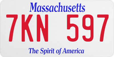 MA license plate 7KN597