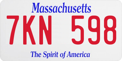 MA license plate 7KN598