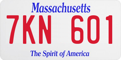 MA license plate 7KN601