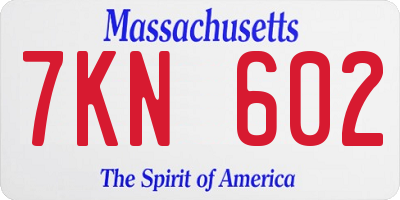 MA license plate 7KN602