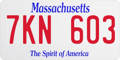 MA license plate 7KN603