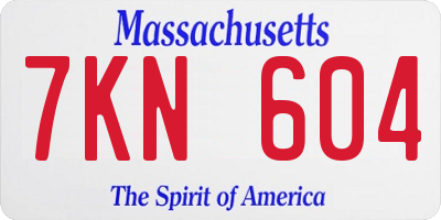 MA license plate 7KN604