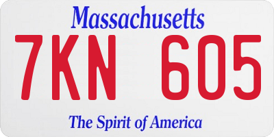 MA license plate 7KN605