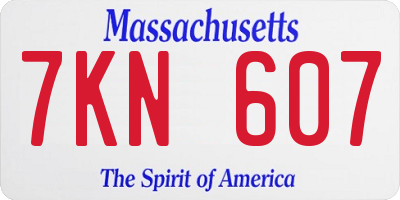 MA license plate 7KN607