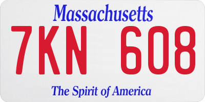 MA license plate 7KN608