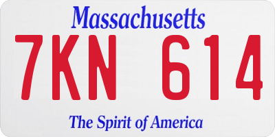 MA license plate 7KN614