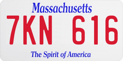 MA license plate 7KN616
