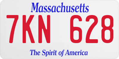 MA license plate 7KN628