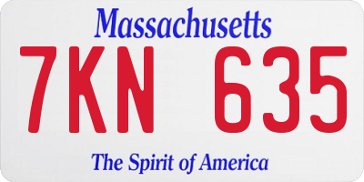MA license plate 7KN635