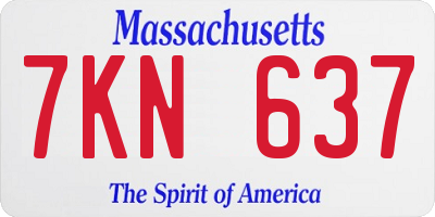 MA license plate 7KN637