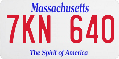 MA license plate 7KN640