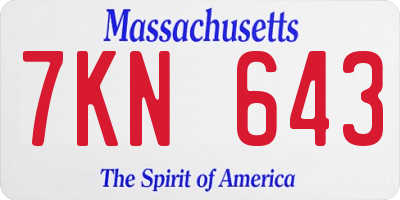 MA license plate 7KN643