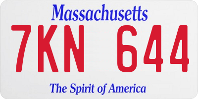 MA license plate 7KN644