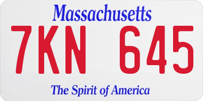 MA license plate 7KN645