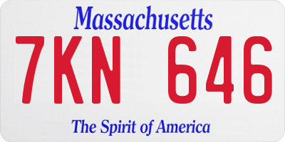 MA license plate 7KN646