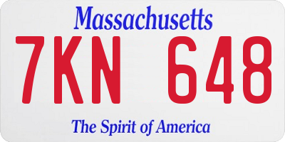 MA license plate 7KN648