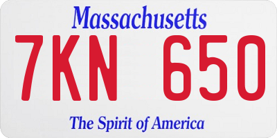 MA license plate 7KN650