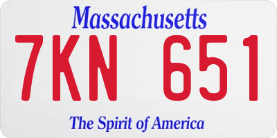 MA license plate 7KN651