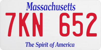 MA license plate 7KN652