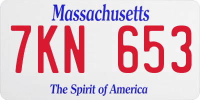 MA license plate 7KN653