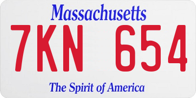 MA license plate 7KN654