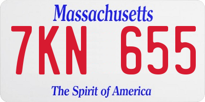 MA license plate 7KN655