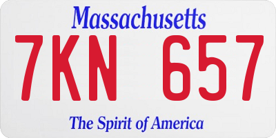 MA license plate 7KN657